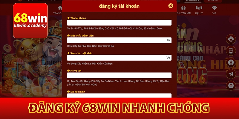 Cách đăng ký 68Win nhanh chóng